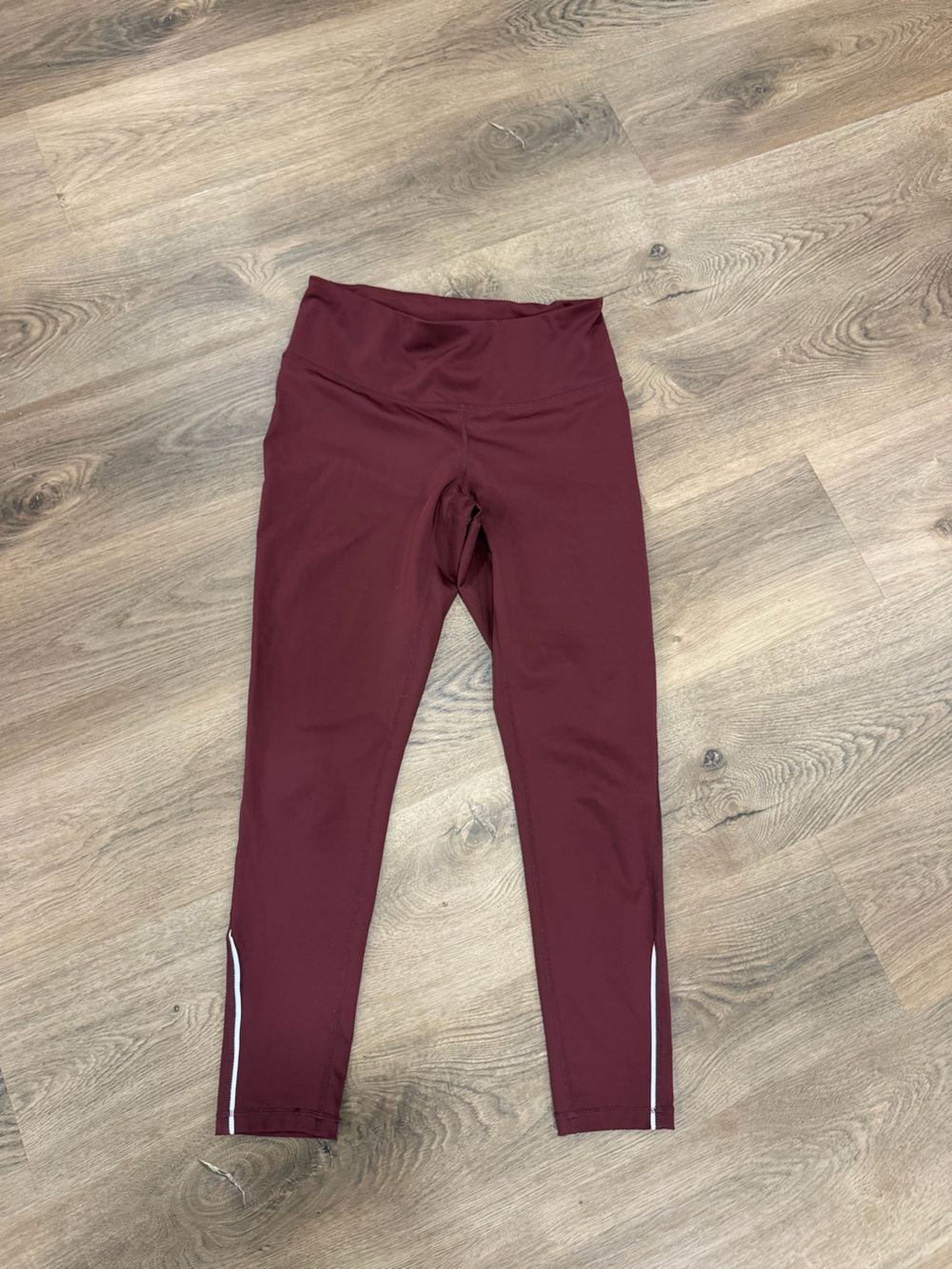 Zella Burgundy Athletic Leggings with Reflective Trim
